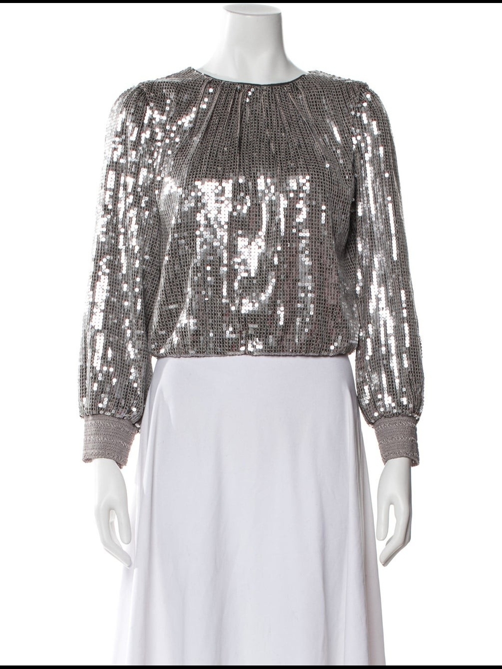 NWT sz XS Alice + Olivia Silver Sequin Cropped Top